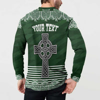 Personalized Celtic Cross Shamrock Ireland Button Sweatshirt Celtic Knot with Shamrock