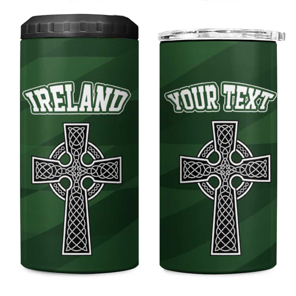 Personalized Celtic Cross Shamrock Republic of Ireland 4 in 1 Can Cooler Tumbler Celtic Knot with Shamrock