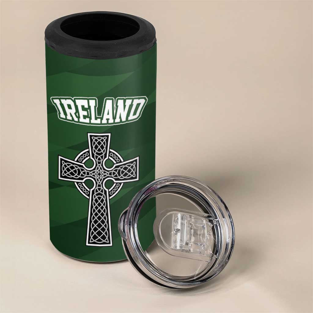 Personalized Celtic Cross Shamrock Republic of Ireland 4 in 1 Can Cooler Tumbler Celtic Knot with Shamrock