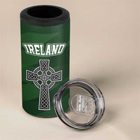 Personalized Celtic Cross Shamrock Republic of Ireland 4 in 1 Can Cooler Tumbler Celtic Knot with Shamrock