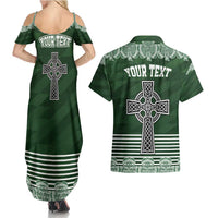 Personalized Celtic Cross Shamrock Ireland Couples Matching Summer Maxi Dress and Hawaiian Shirt Celtic Knot with Shamrock