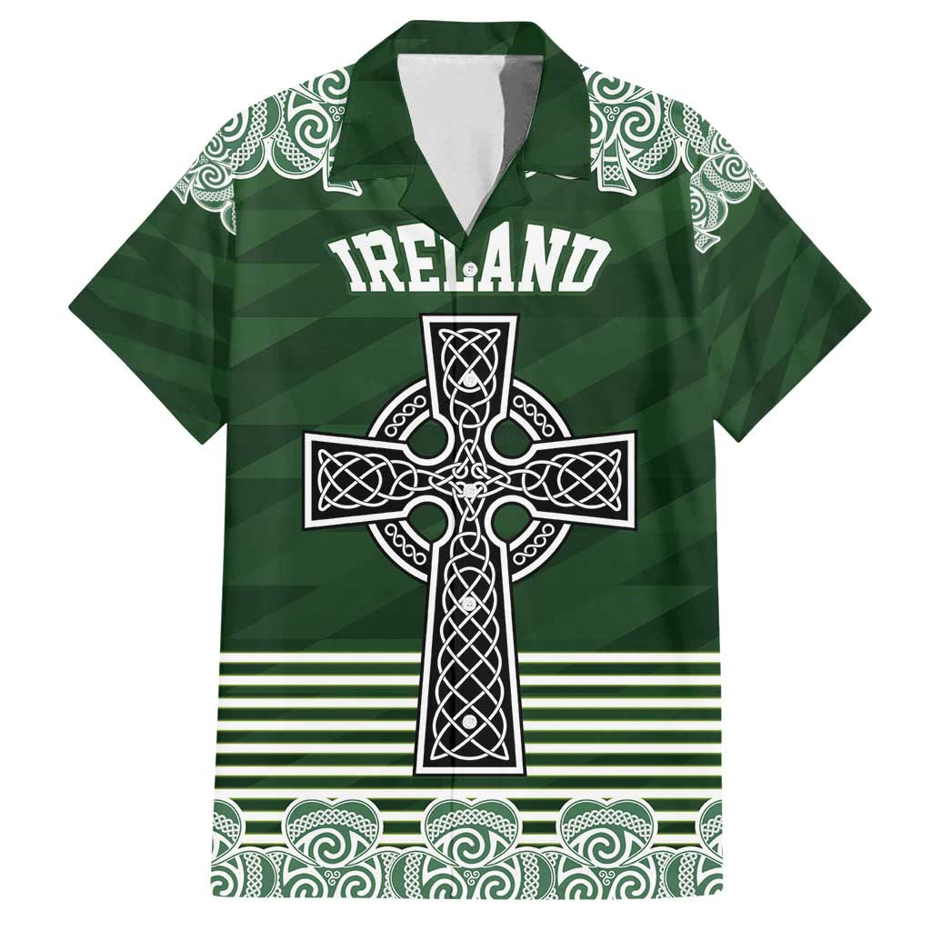 Personalized Celtic Cross Shamrock Ireland Family Matching Long Sleeve Bodycon Dress and Hawaiian Shirt Celtic Knot with Shamrock