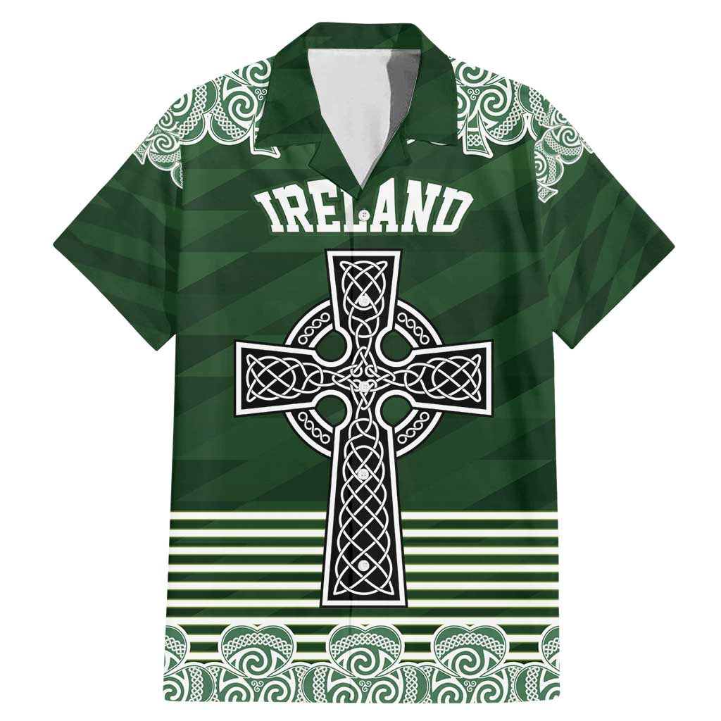Personalized Celtic Cross Shamrock Ireland Family Matching Mermaid Dress and Hawaiian Shirt Celtic Knot with Shamrock
