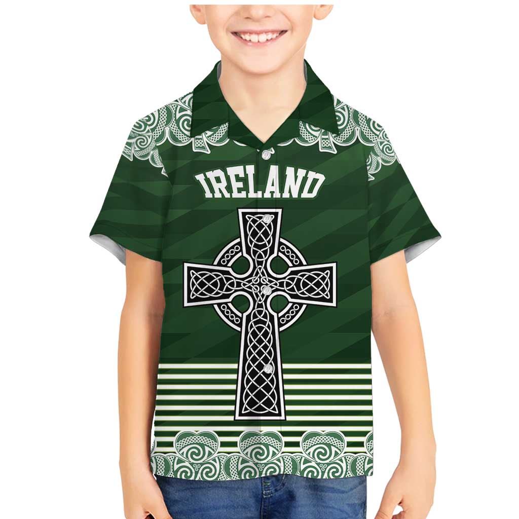 Personalized Celtic Cross Shamrock Ireland Family Matching Mermaid Dress and Hawaiian Shirt Celtic Knot with Shamrock