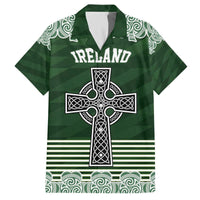 Personalized Celtic Cross Shamrock Ireland Family Matching Off The Shoulder Long Sleeve Dress and Hawaiian Shirt Celtic Knot with Shamrock