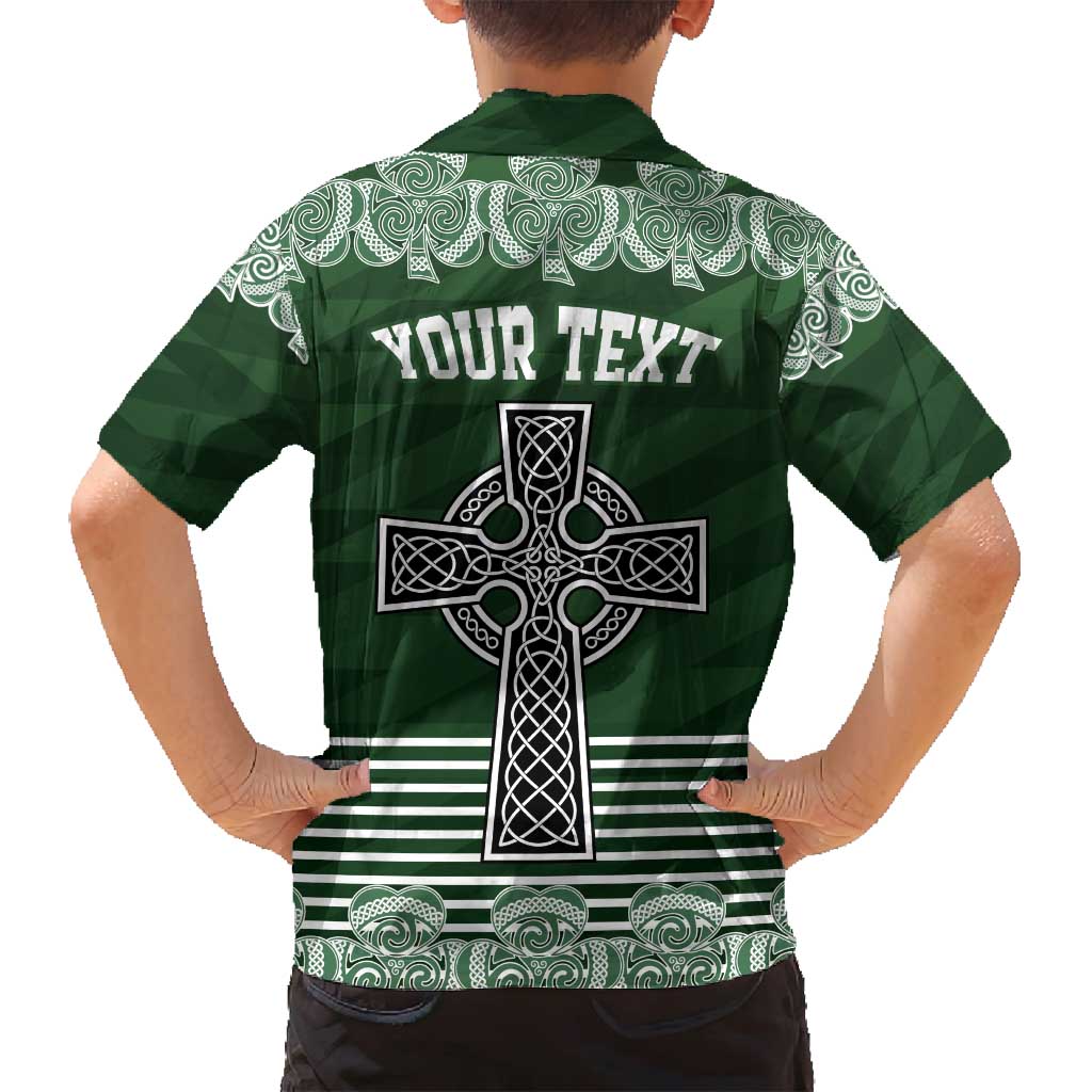 Personalized Celtic Cross Shamrock Ireland Family Matching Off Shoulder Short Dress and Hawaiian Shirt Celtic Knot with Shamrock