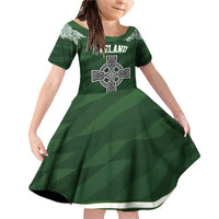 Personalized Celtic Cross Shamrock Ireland Family Matching Off Shoulder Short Dress and Hawaiian Shirt Celtic Knot with Shamrock