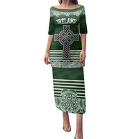 Personalized Celtic Cross Shamrock Ireland Family Matching Puletasi and Hawaiian Shirt Celtic Knot with Shamrock