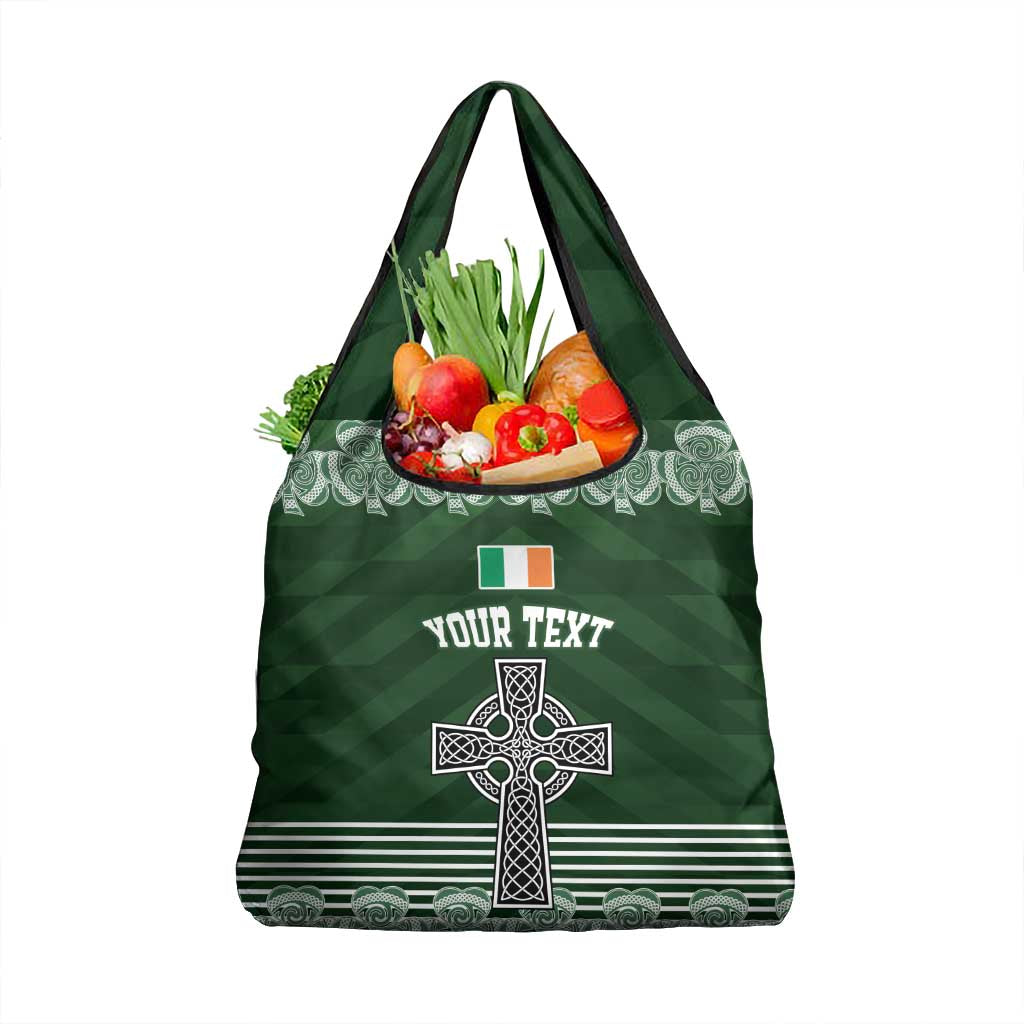 Personalized Celtic Cross Shamrock Ireland Grocery Bag Celtic Knot with Shamrock