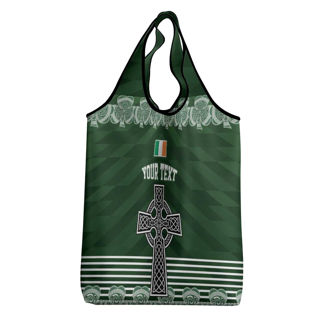 Personalized Celtic Cross Shamrock Ireland Grocery Bag Celtic Knot with Shamrock