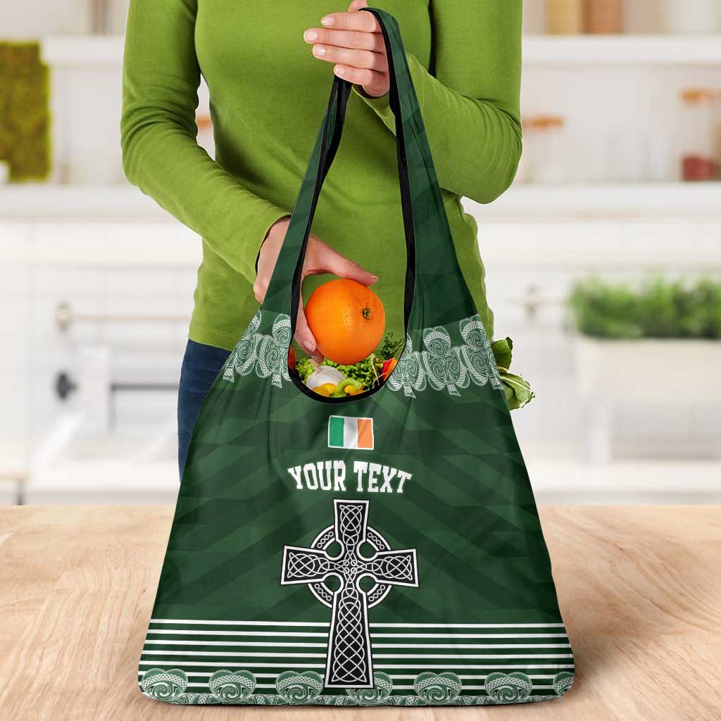 Personalized Celtic Cross Shamrock Ireland Grocery Bag Celtic Knot with Shamrock