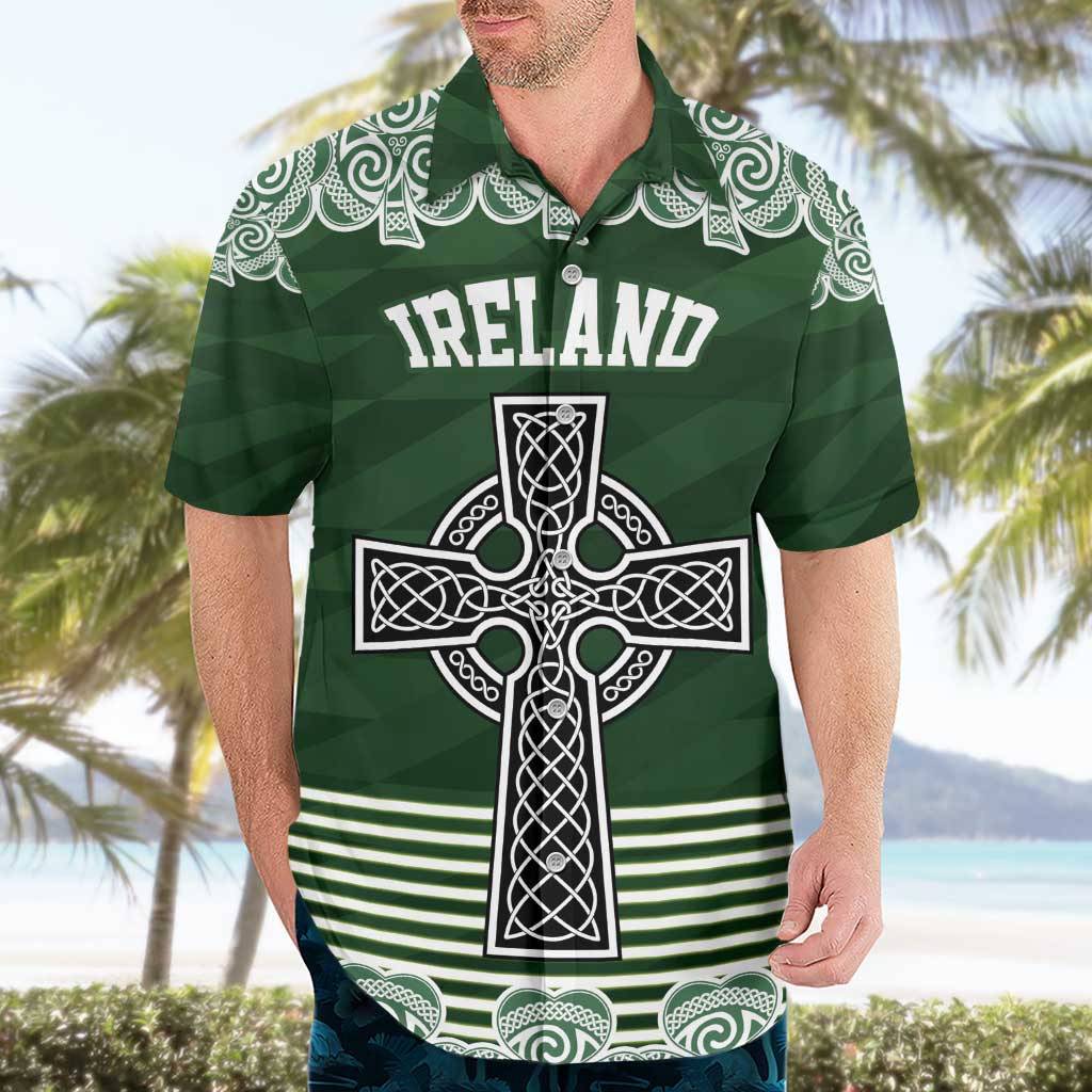 Personalized Celtic Cross Shamrock Ireland Hawaiian Shirt Celtic Knot with Shamrock