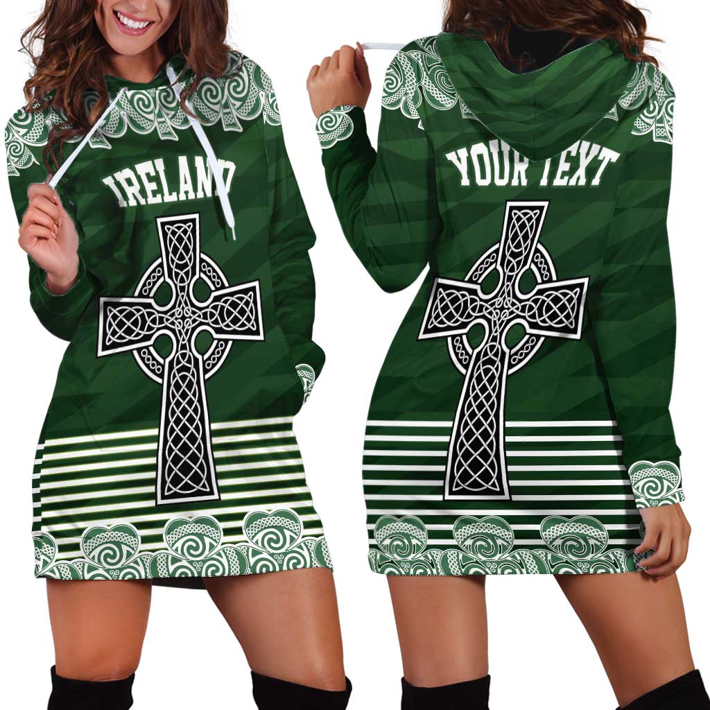 Personalized Celtic Cross Shamrock Ireland Hoodie Dress Celtic Knot with Shamrock