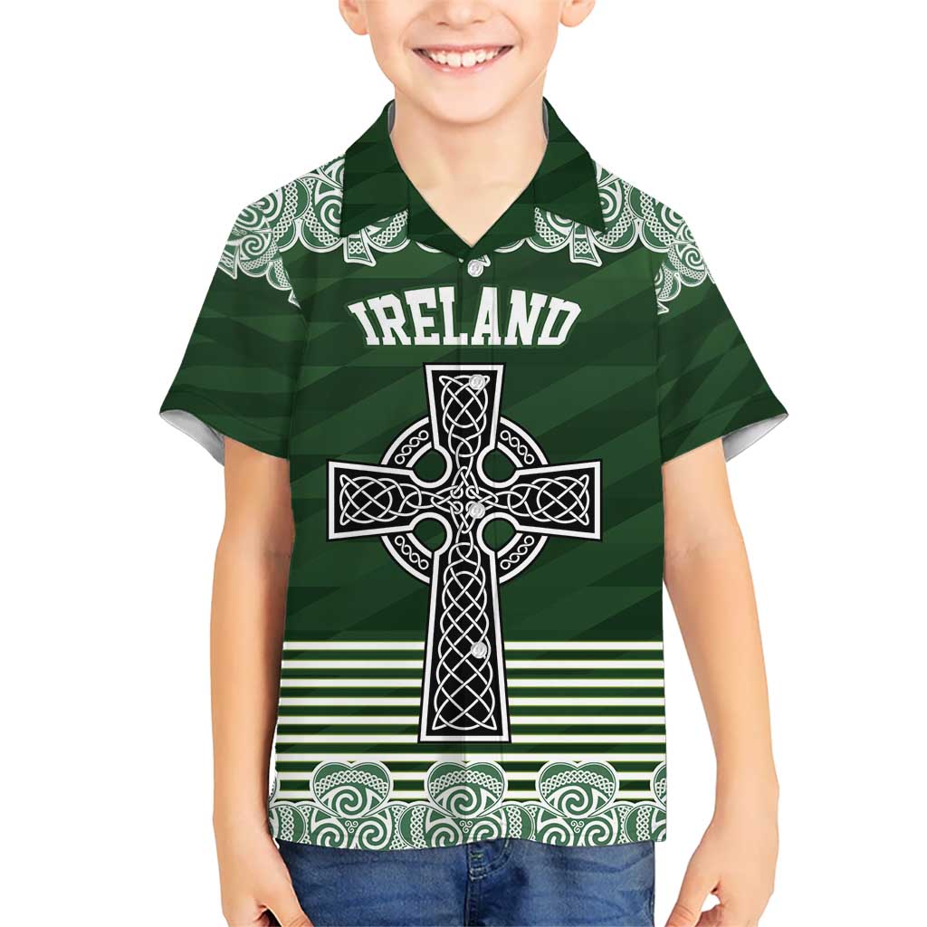 Personalized Celtic Cross Shamrock Ireland Kid Hawaiian Shirt Celtic Knot with Shamrock