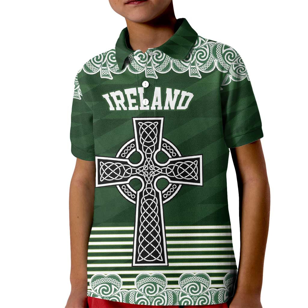 Personalized Celtic Cross Shamrock Ireland Kid Polo Shirt Celtic Knot with Shamrock