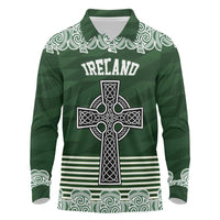 Personalized Celtic Cross Shamrock Ireland Long Sleeve Polo Shirt Celtic Knot with Shamrock