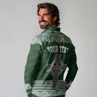 Personalized Celtic Cross Shamrock Ireland Long Sleeve Polo Shirt Celtic Knot with Shamrock
