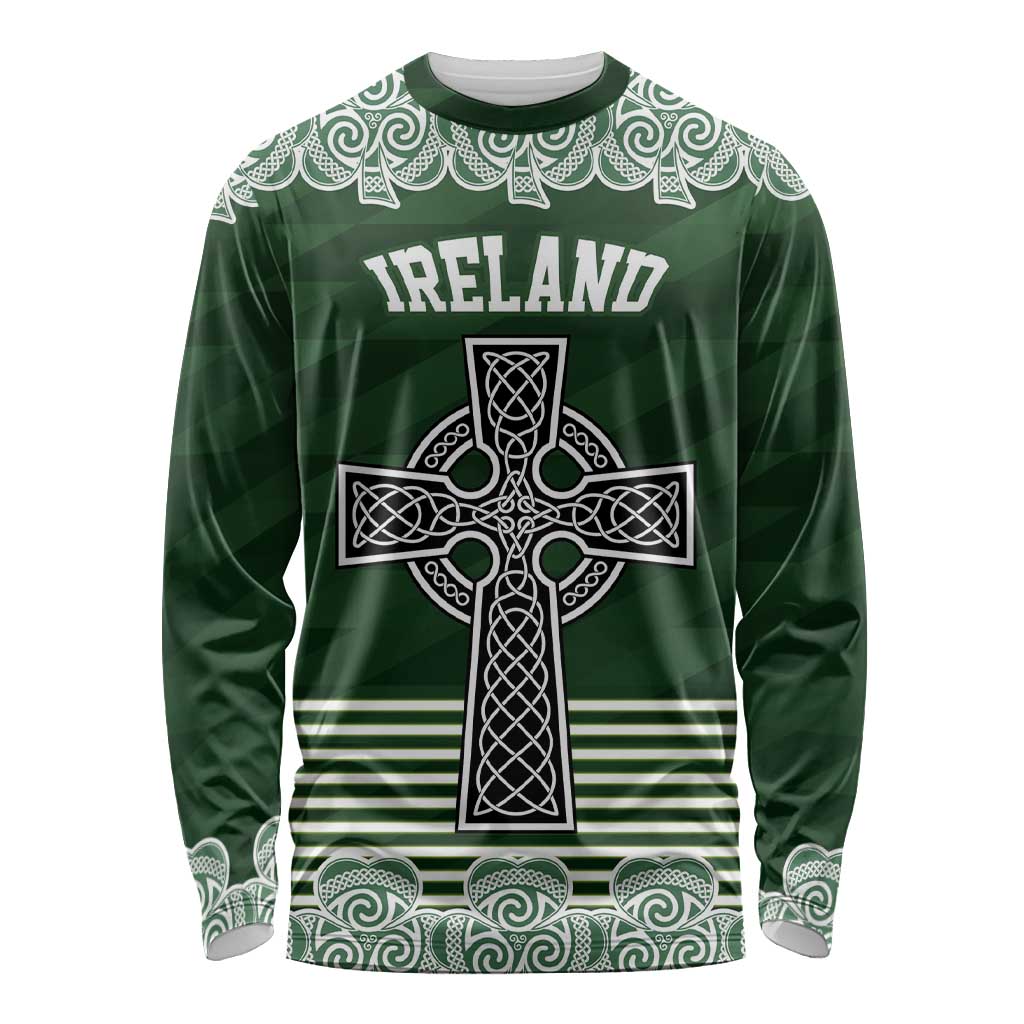 Personalized Celtic Cross Shamrock Ireland Long Sleeve Shirt Celtic Knot with Shamrock