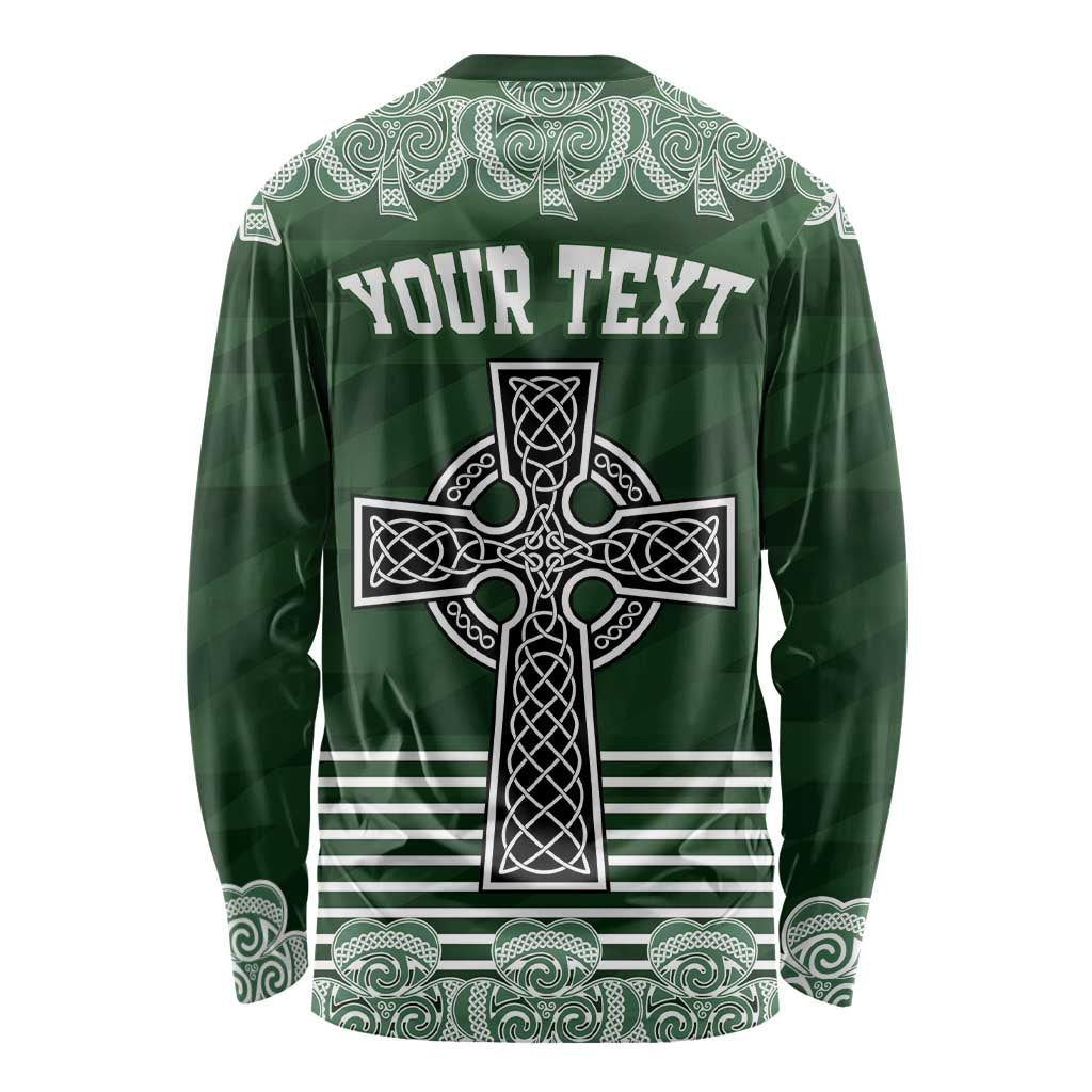 Personalized Celtic Cross Shamrock Ireland Long Sleeve Shirt Celtic Knot with Shamrock