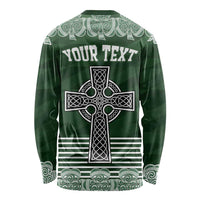 Personalized Celtic Cross Shamrock Ireland Long Sleeve Shirt Celtic Knot with Shamrock