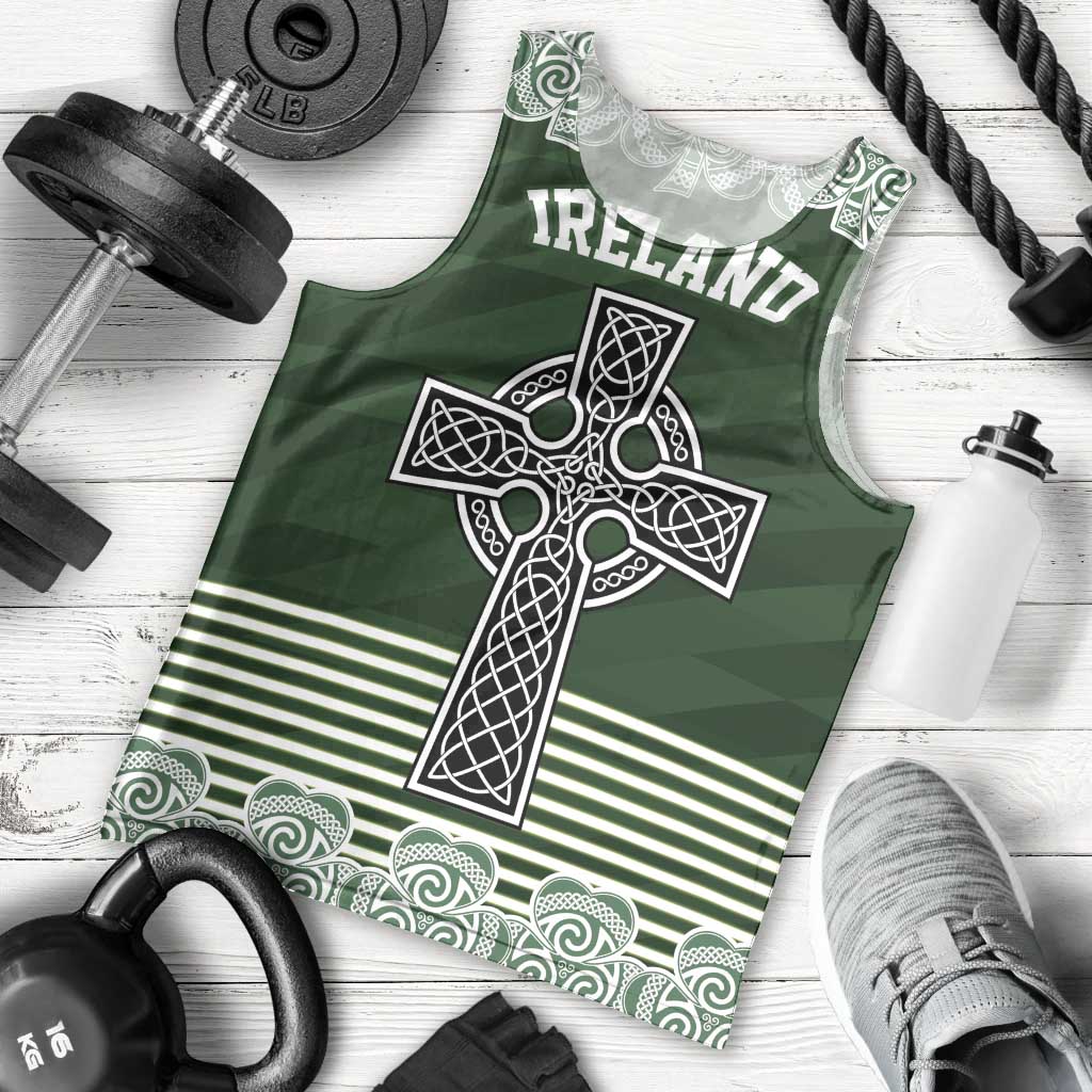 Personalized Celtic Cross Shamrock Ireland Men Tank Top Celtic Knot with Shamrock