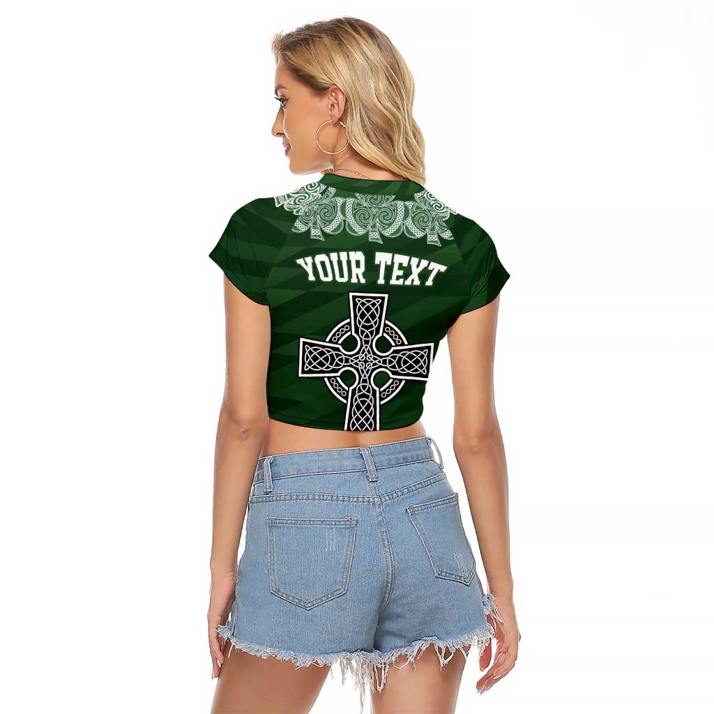 Personalized Celtic Cross Shamrock Ireland Raglan Cropped T Shirt Celtic Knot with Shamrock