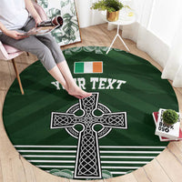 Personalized Celtic Cross Shamrock Ireland Round Carpet Celtic Knot with Shamrock
