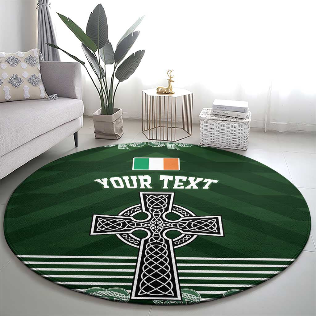 Personalized Celtic Cross Shamrock Ireland Round Carpet Celtic Knot with Shamrock
