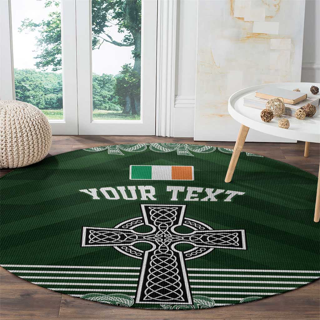 Personalized Celtic Cross Shamrock Ireland Round Carpet Celtic Knot with Shamrock