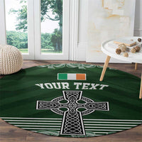 Personalized Celtic Cross Shamrock Ireland Round Carpet Celtic Knot with Shamrock