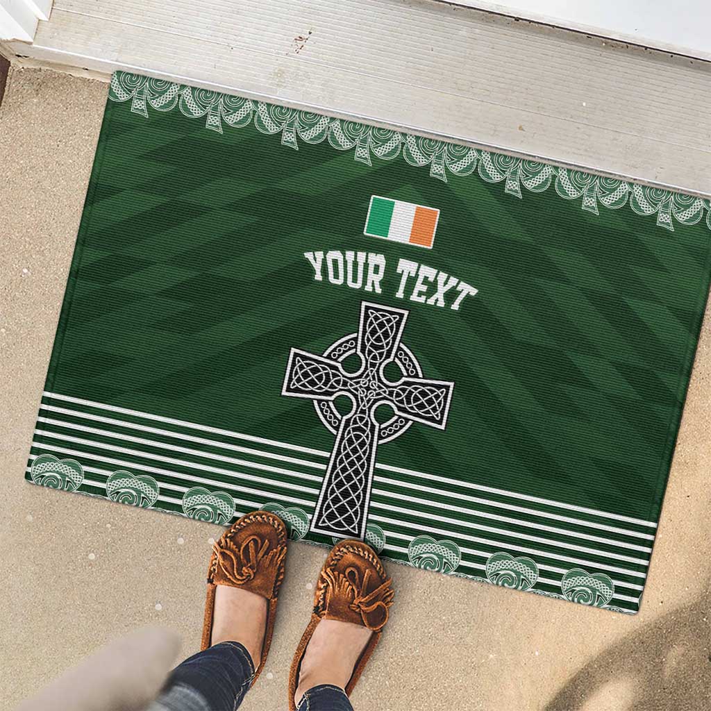 Personalized Celtic Cross Shamrock Ireland Rubber Doormat Celtic Knot with Shamrock