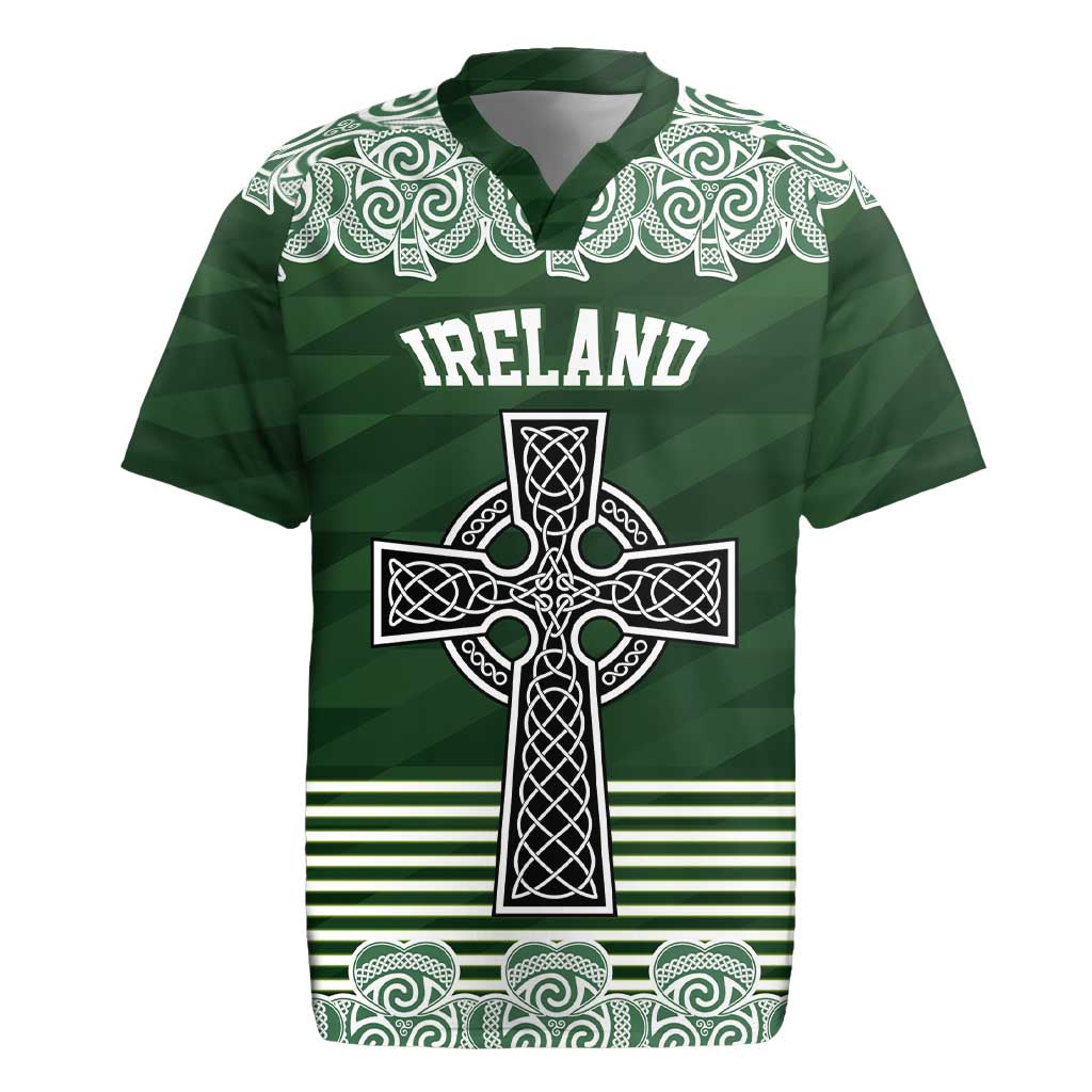 Personalized Celtic Cross Shamrock Ireland Rugby Jersey Celtic Knot with Shamrock