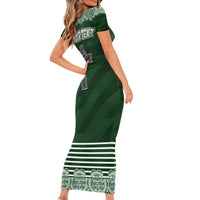 Personalized Celtic Cross Shamrock Ireland Short Sleeve Bodycon Dress Celtic Knot with Shamrock