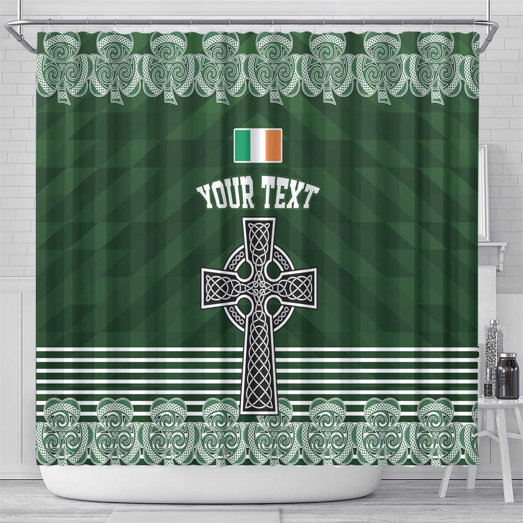 Personalized Celtic Cross Shamrock Ireland Shower Curtain Celtic Knot with Shamrock