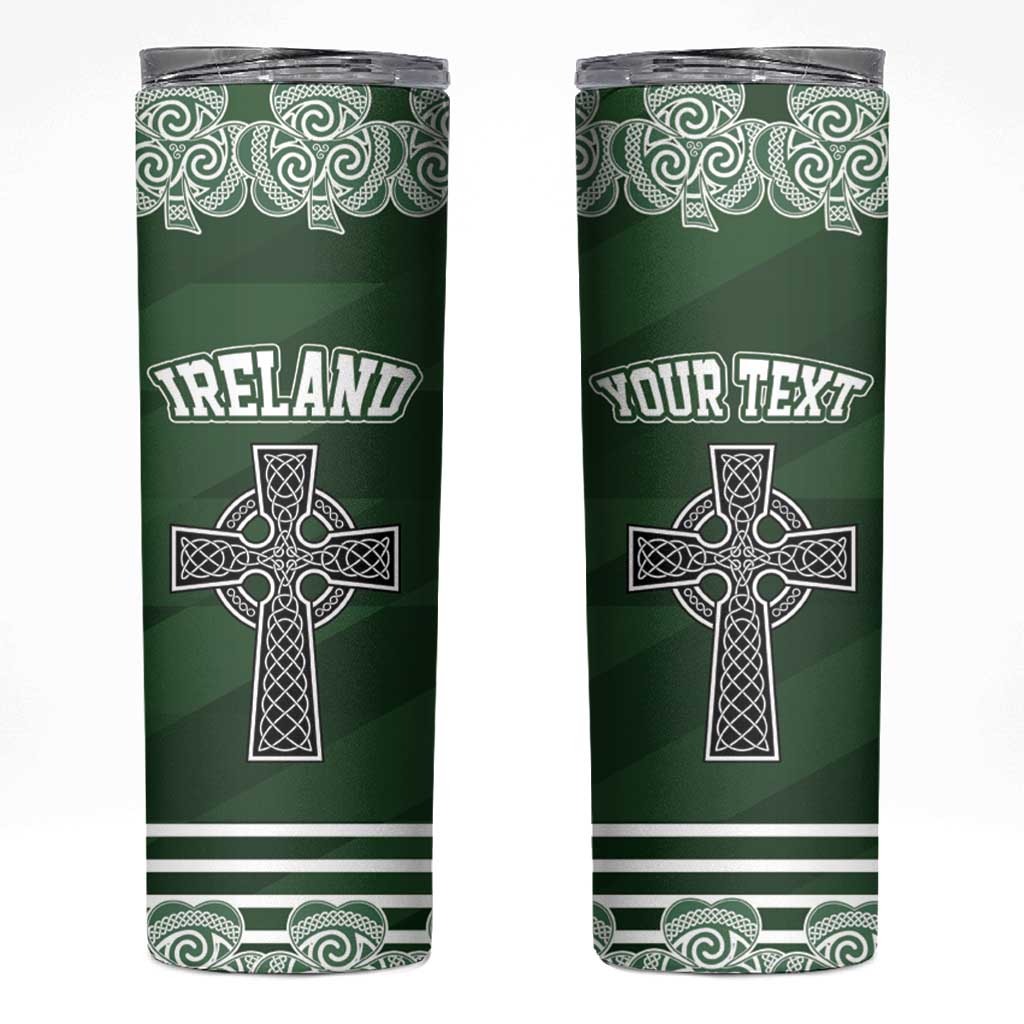 Personalized Celtic Cross Shamrock Republic of Ireland Skinny Tumbler Celtic Knot with Shamrock