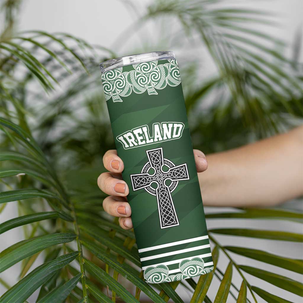 Personalized Celtic Cross Shamrock Republic of Ireland Skinny Tumbler Celtic Knot with Shamrock