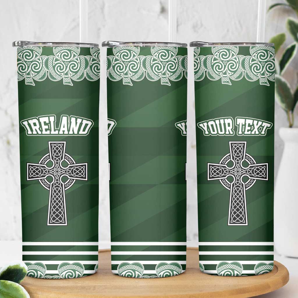Personalized Celtic Cross Shamrock Republic of Ireland Skinny Tumbler Celtic Knot with Shamrock