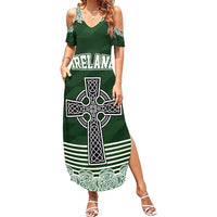 Personalized Celtic Cross Shamrock Ireland Summer Maxi Dress Celtic Knot with Shamrock