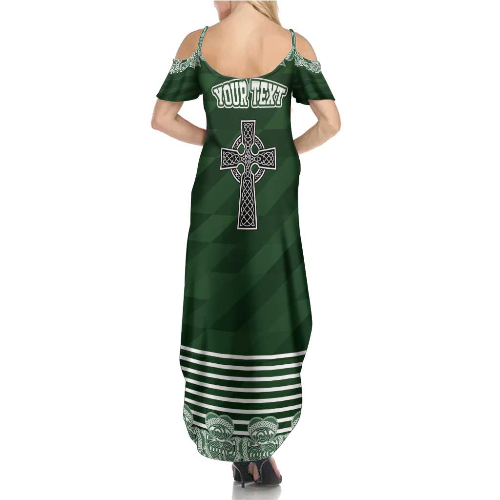 Personalized Celtic Cross Shamrock Ireland Summer Maxi Dress Celtic Knot with Shamrock