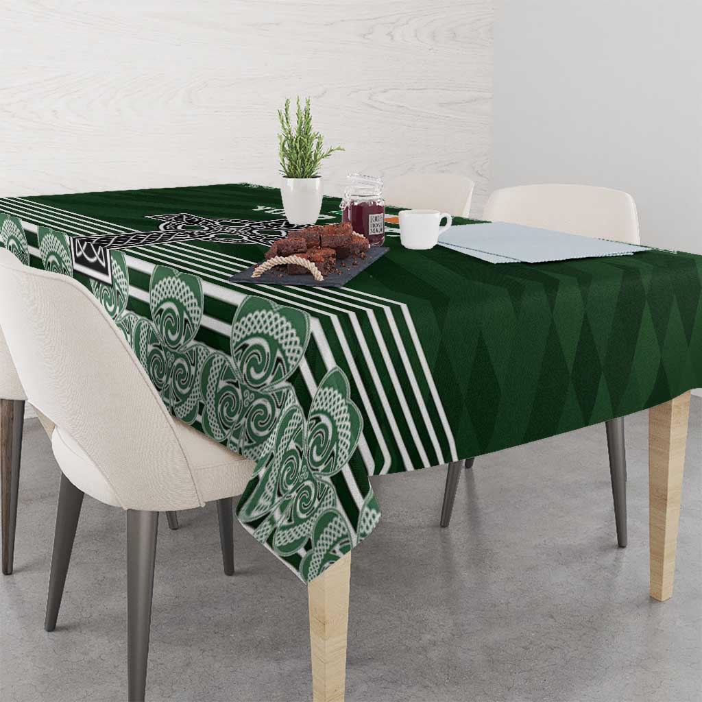 Personalized Celtic Cross Shamrock Ireland Tablecloth Celtic Knot with Shamrock