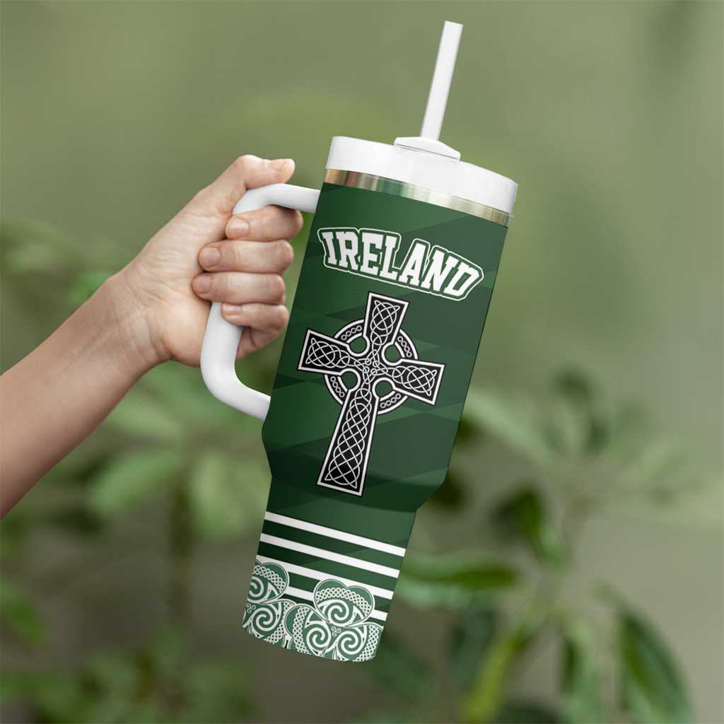 Personalized Celtic Cross Shamrock Republic of Ireland Tumbler With Handle Celtic Knot with Shamrock