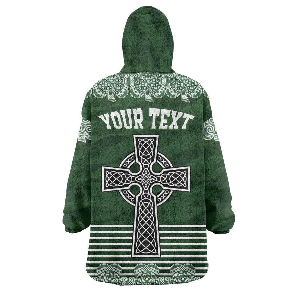 Personalized Celtic Cross Shamrock Ireland Wearable Blanket Hoodie Celtic Knot with Shamrock