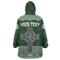 Personalized Celtic Cross Shamrock Ireland Wearable Blanket Hoodie Celtic Knot with Shamrock