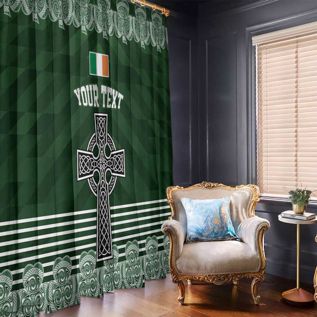 Personalized Celtic Cross Shamrock Ireland Window Curtain Celtic Knot with Shamrock