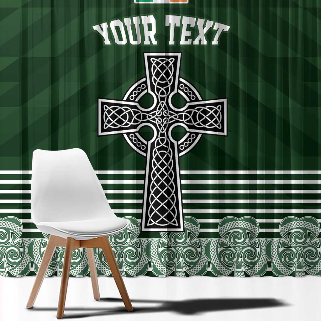 Personalized Celtic Cross Shamrock Ireland Window Curtain Celtic Knot with Shamrock