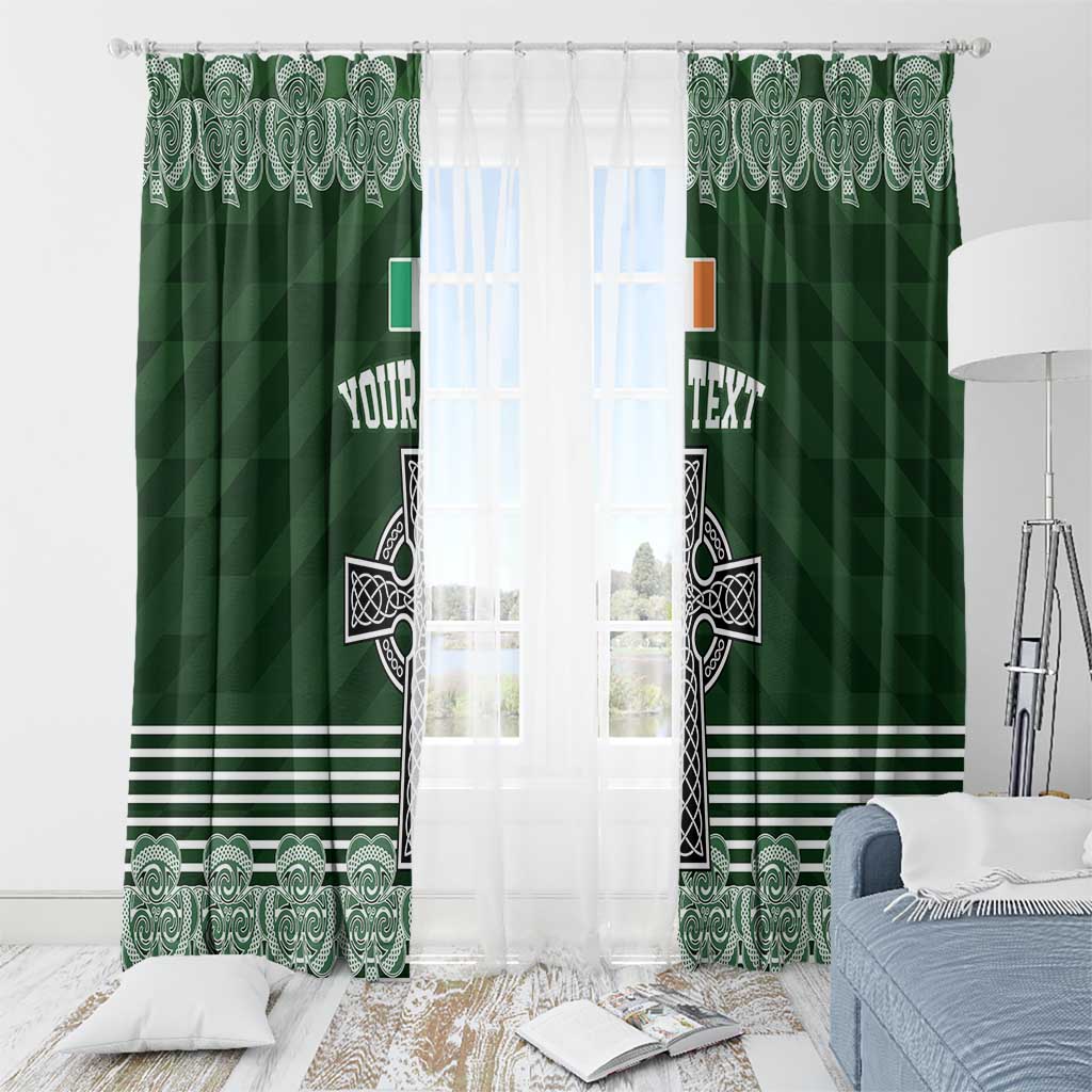 Personalized Celtic Cross Shamrock Ireland Window Curtain Celtic Knot with Shamrock