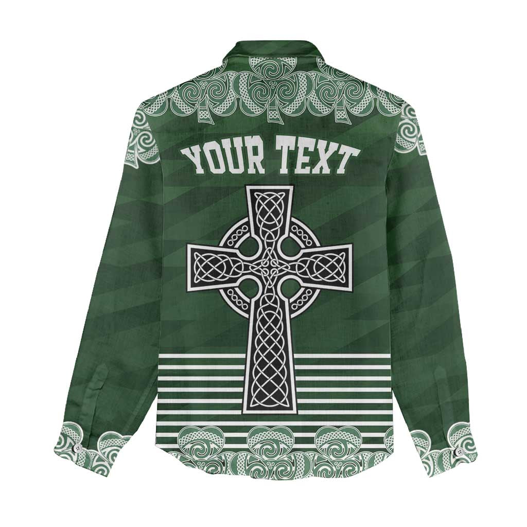 Personalized Celtic Cross Shamrock Ireland Women Casual Shirt Celtic Knot with Shamrock
