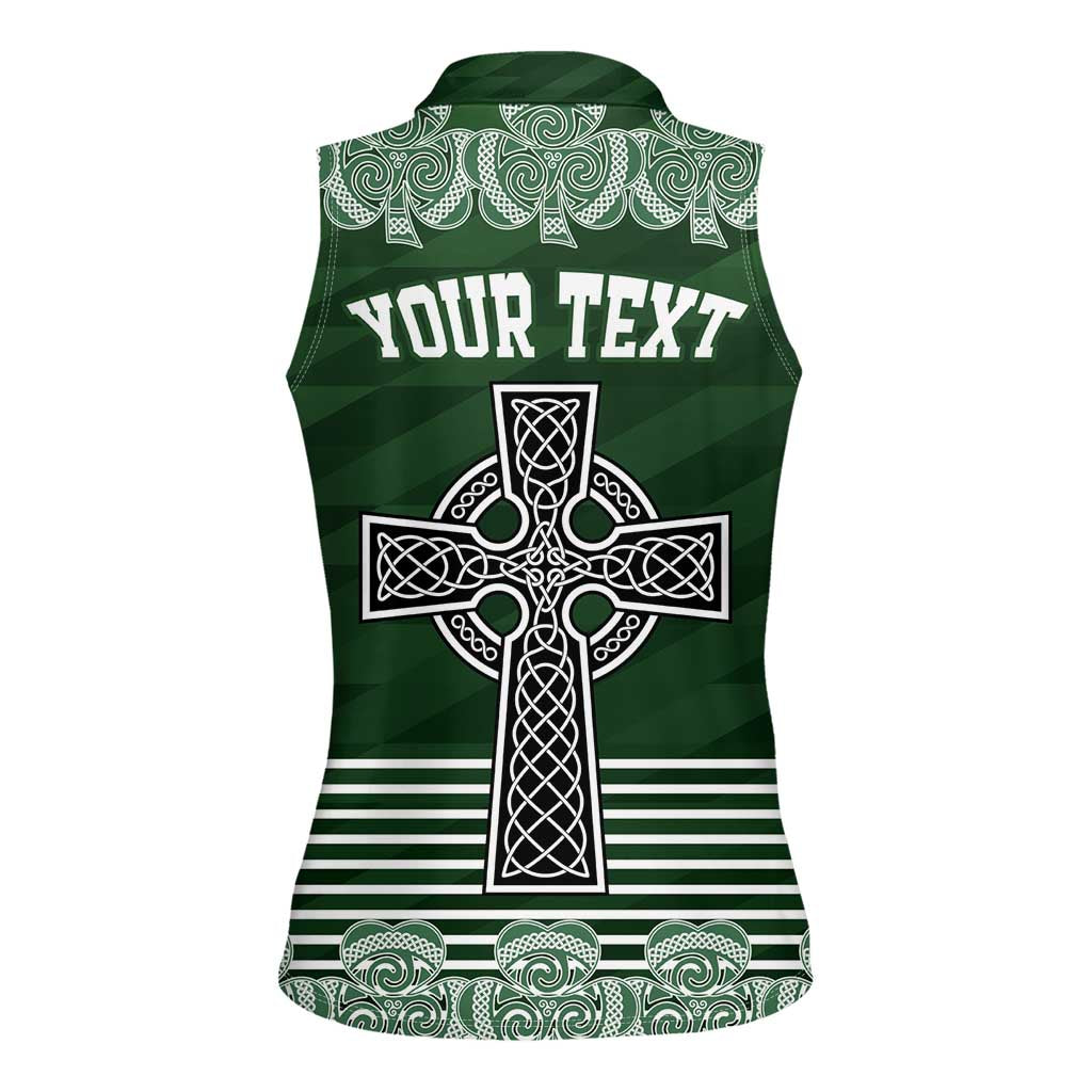 Personalized Celtic Cross Shamrock Ireland Women Sleeveless Polo Shirt Celtic Knot with Shamrock
