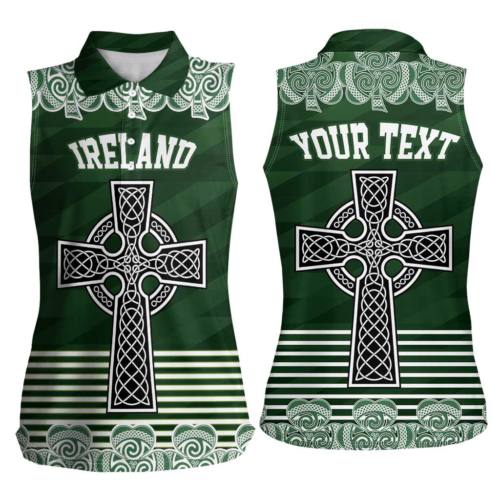 Personalized Celtic Cross Shamrock Ireland Women Sleeveless Polo Shirt Celtic Knot with Shamrock