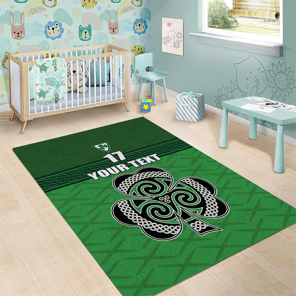 Custom Ireland Football Area Rug Celtic Knot with Shamrock
